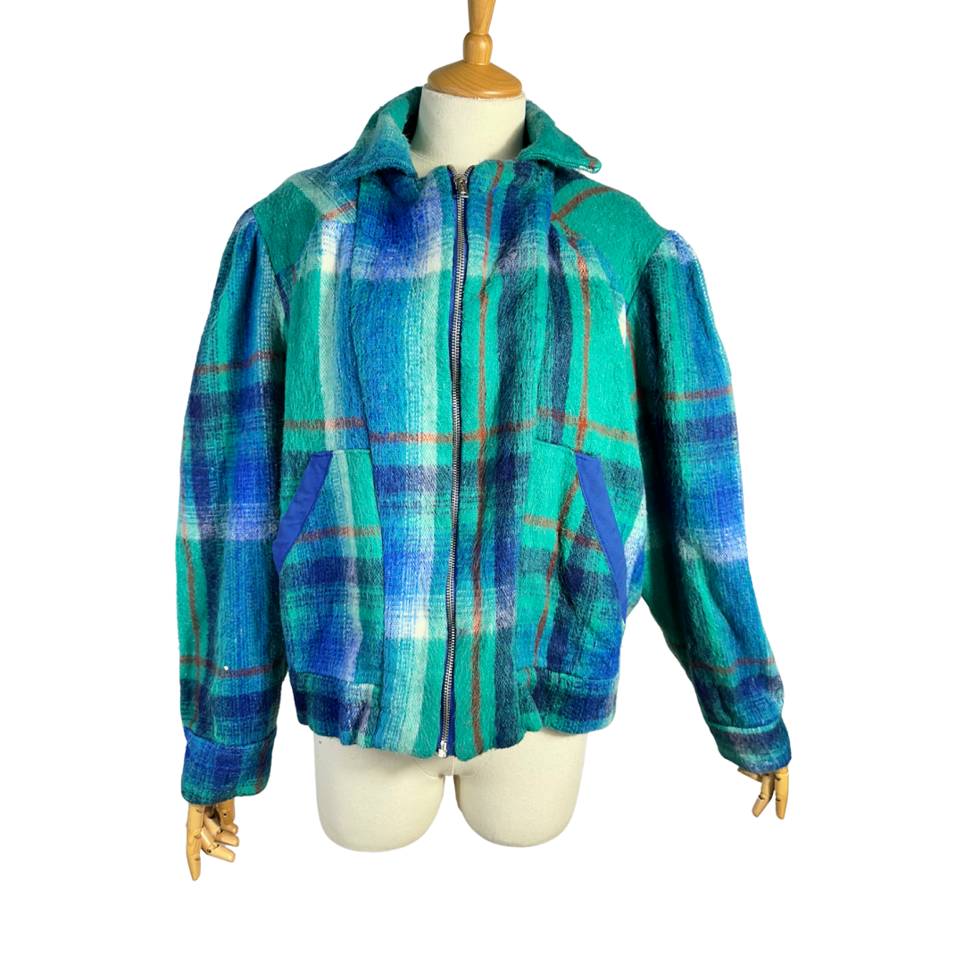 Vintage plaid wool jacket - M