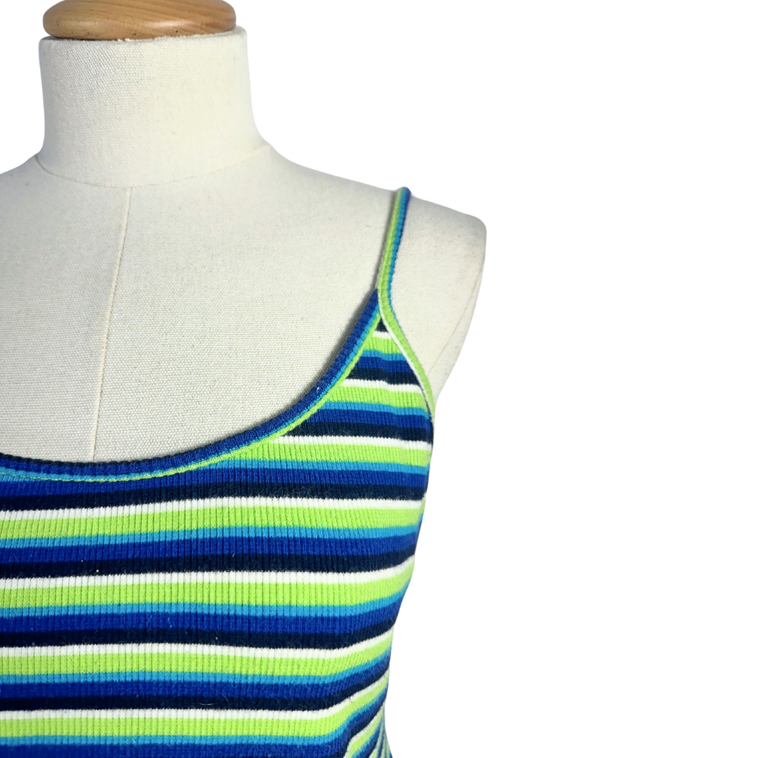 90s striped ribbed spaghetti strap top - L