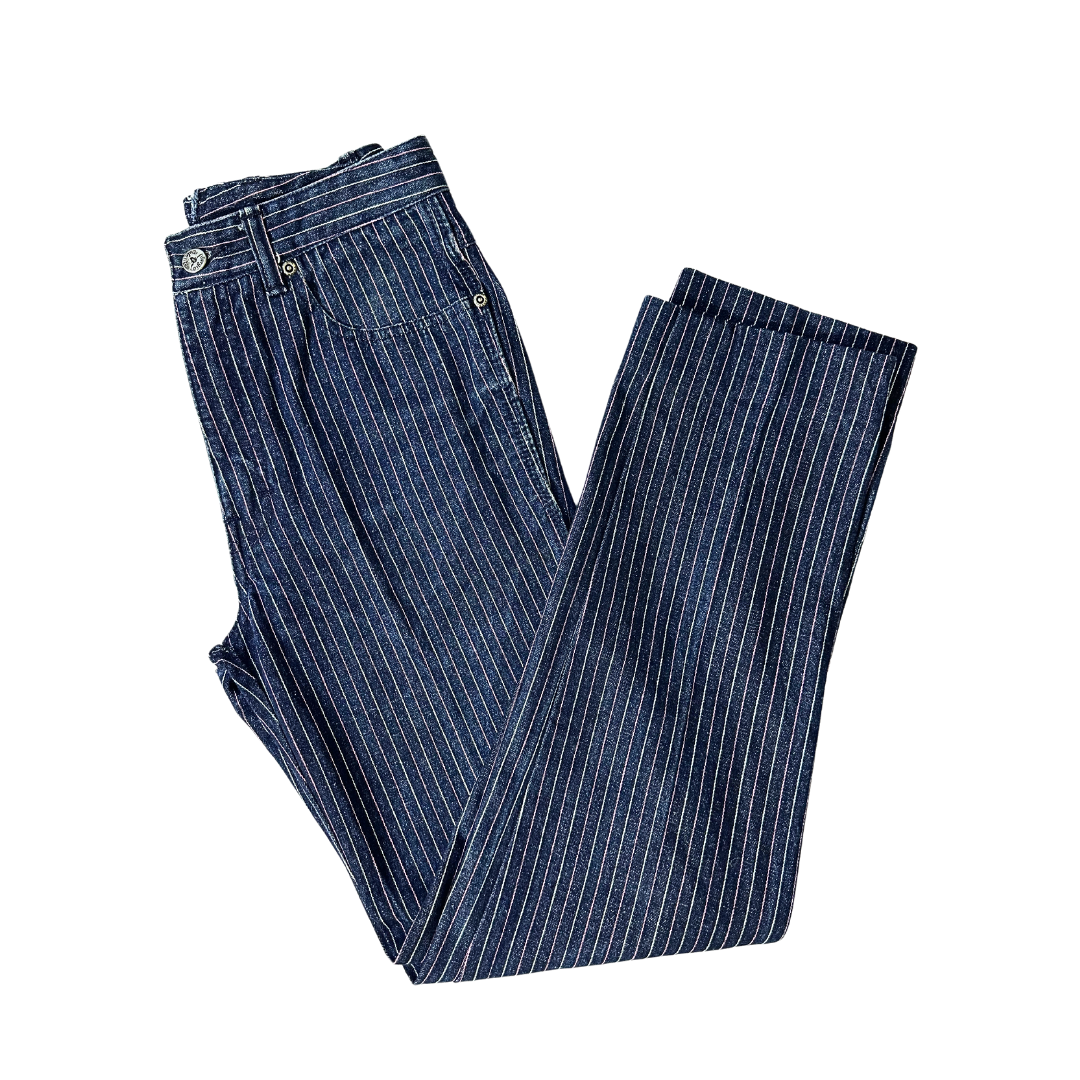 Vintage striped denim jeans - S