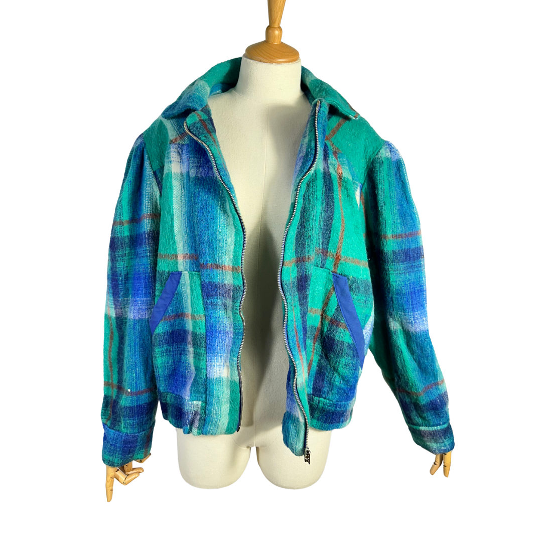 Vintage plaid wool jacket - M