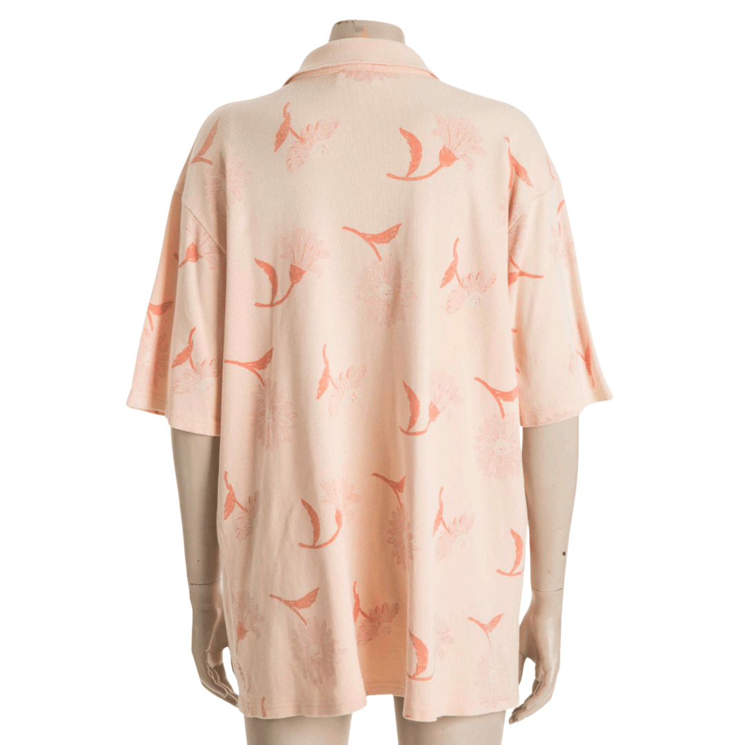 Floral print ribbed polo shirt - L