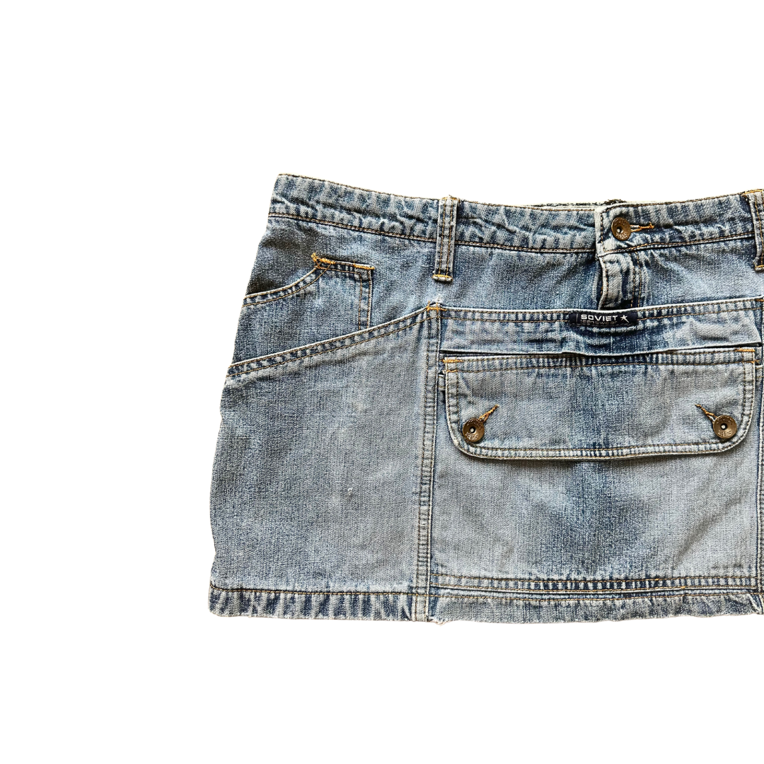 Y2K low rise denim micro mini skirt - M