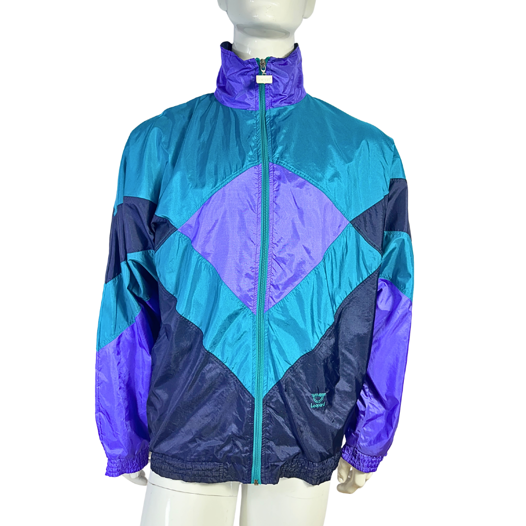 Retro colourblock windbreaker tracksuit jacket - XL