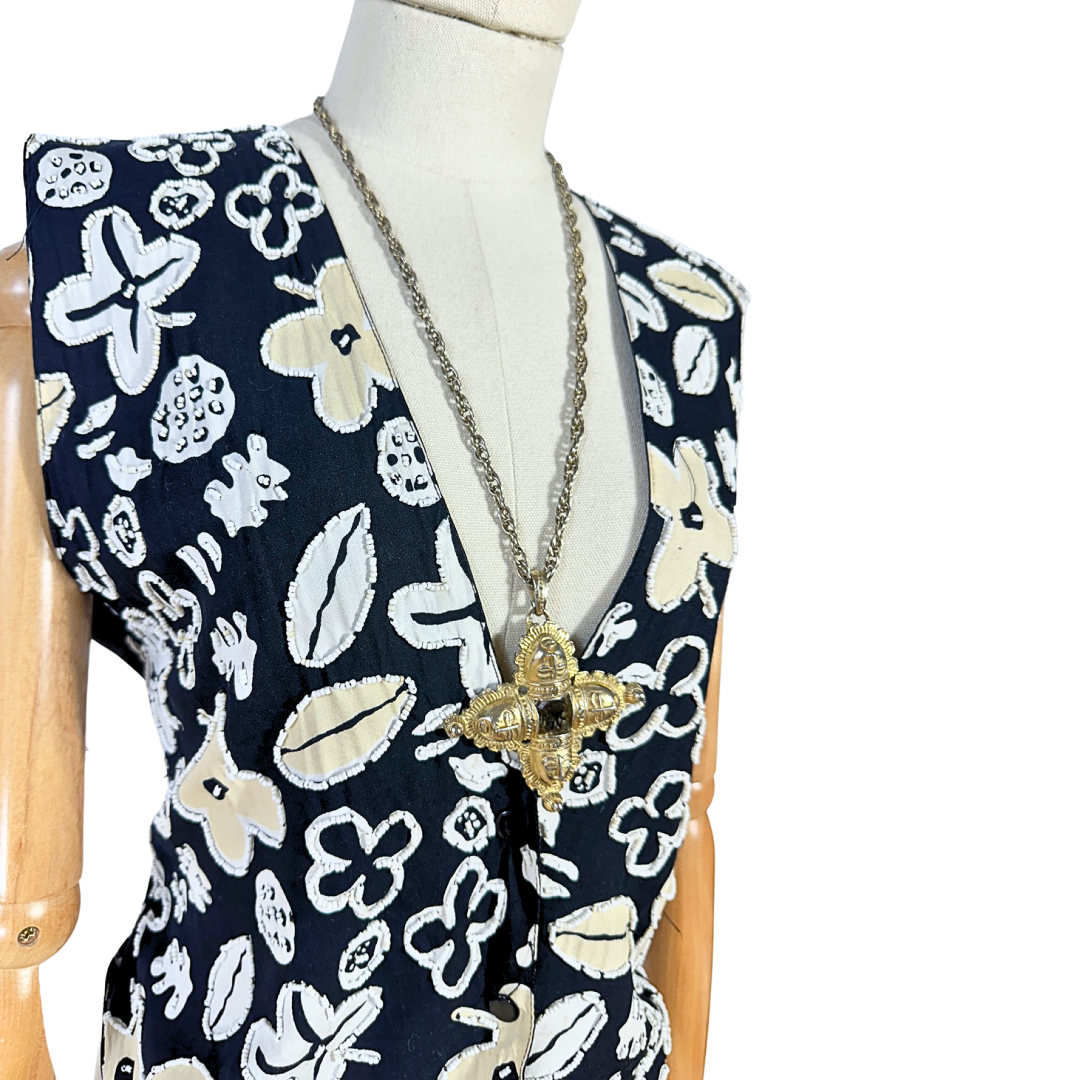 Beaded floral waistcoat - M