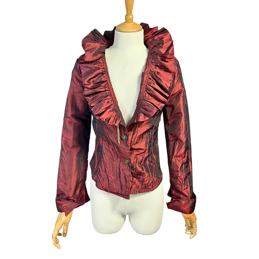 Vintage ruffled collar taffeta jacket - S