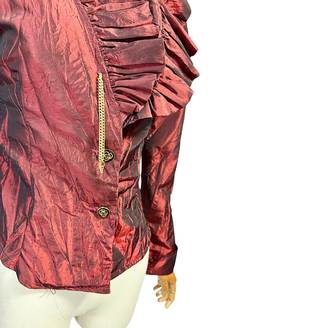 Vintage ruffled collar taffeta jacket - S