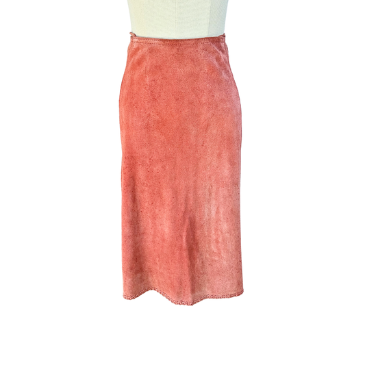 Pink vintage suede leather skirt - XS