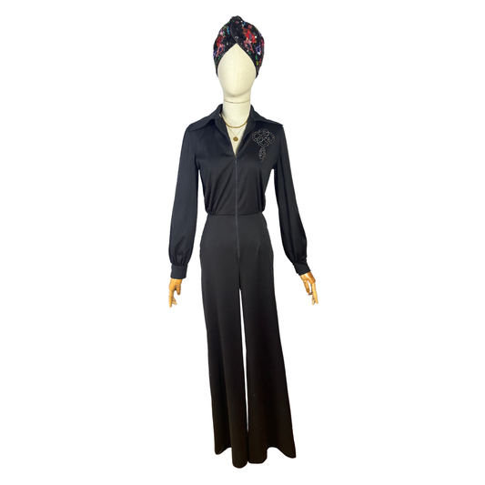 Black 70s vintage jumpsuit - S
