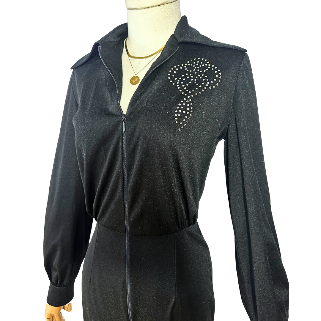 Black 70s vintage jumpsuit - S