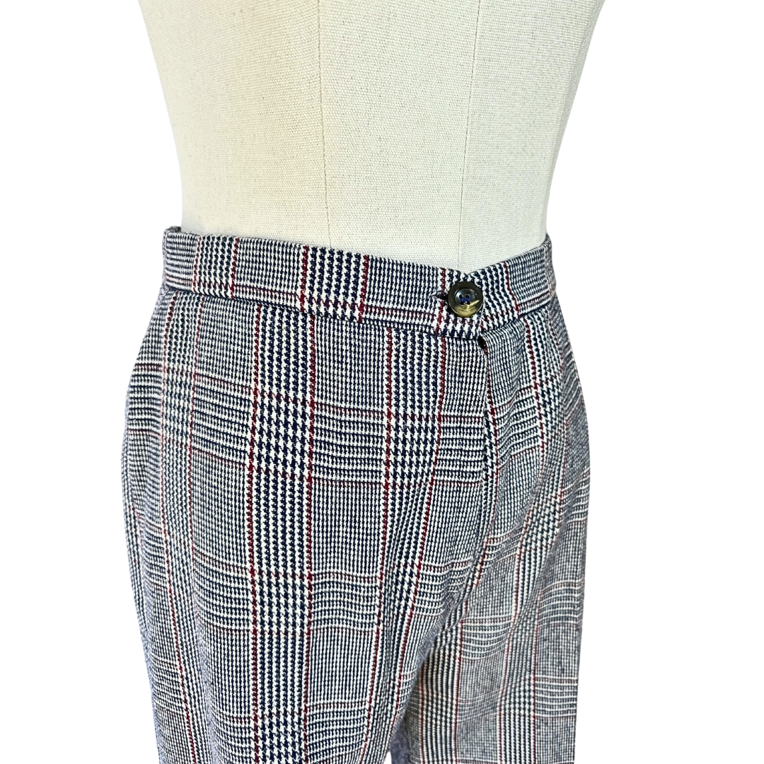 70s vintage high waist bellbottom houndstooth pants - M