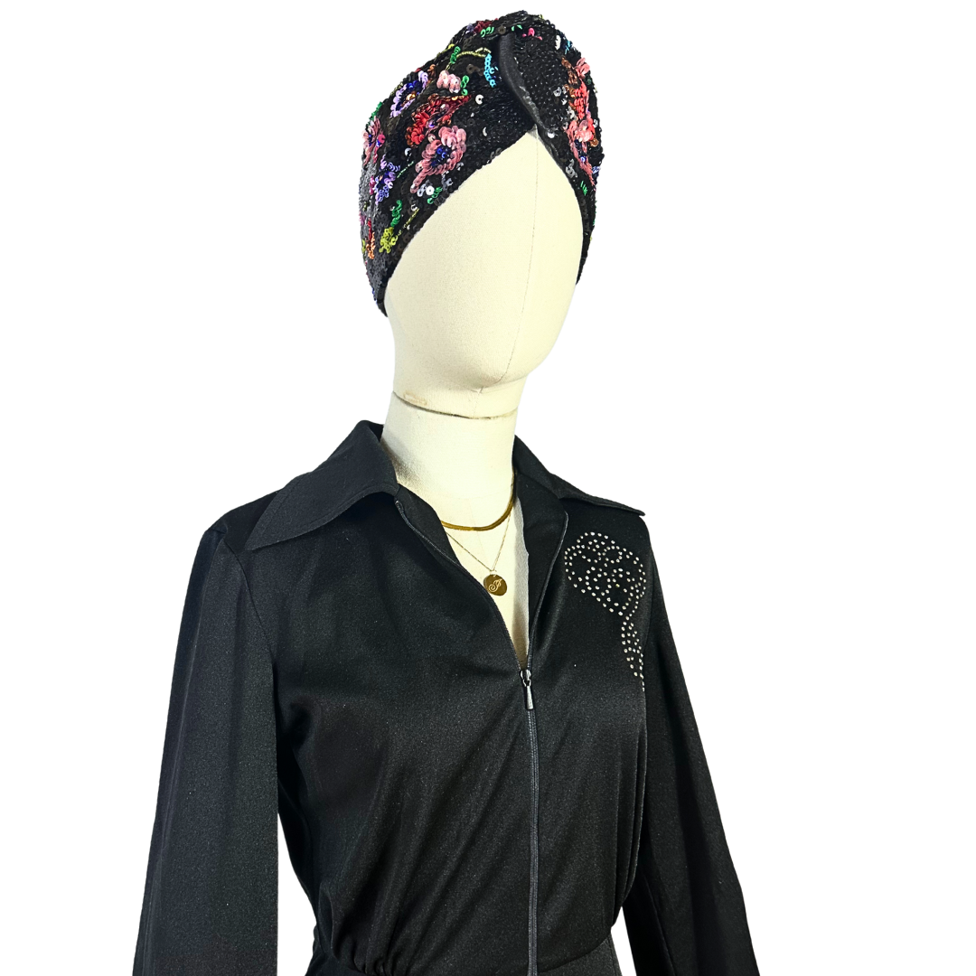 Black 70s vintage jumpsuit - S