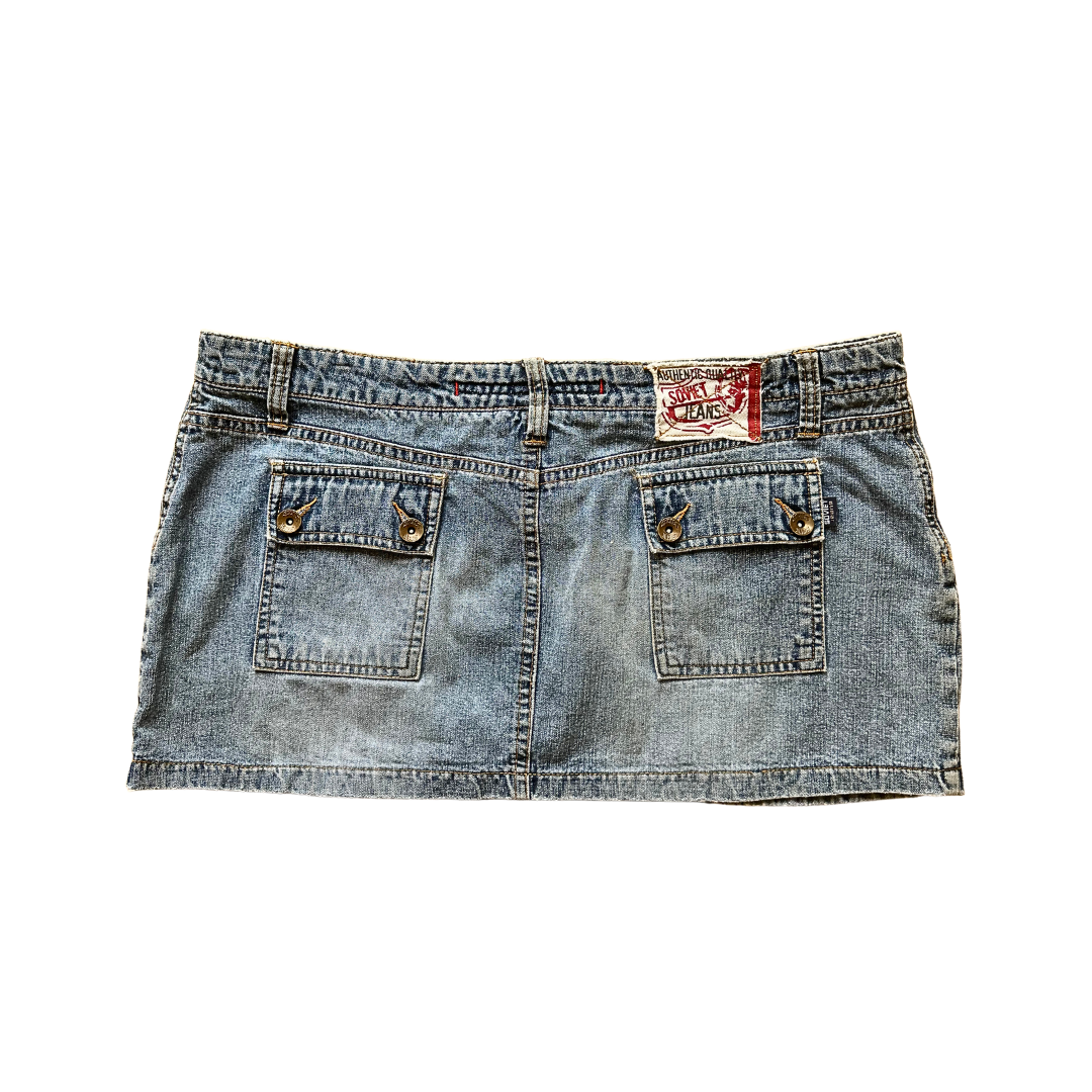 Y2K low rise denim micro mini skirt - M