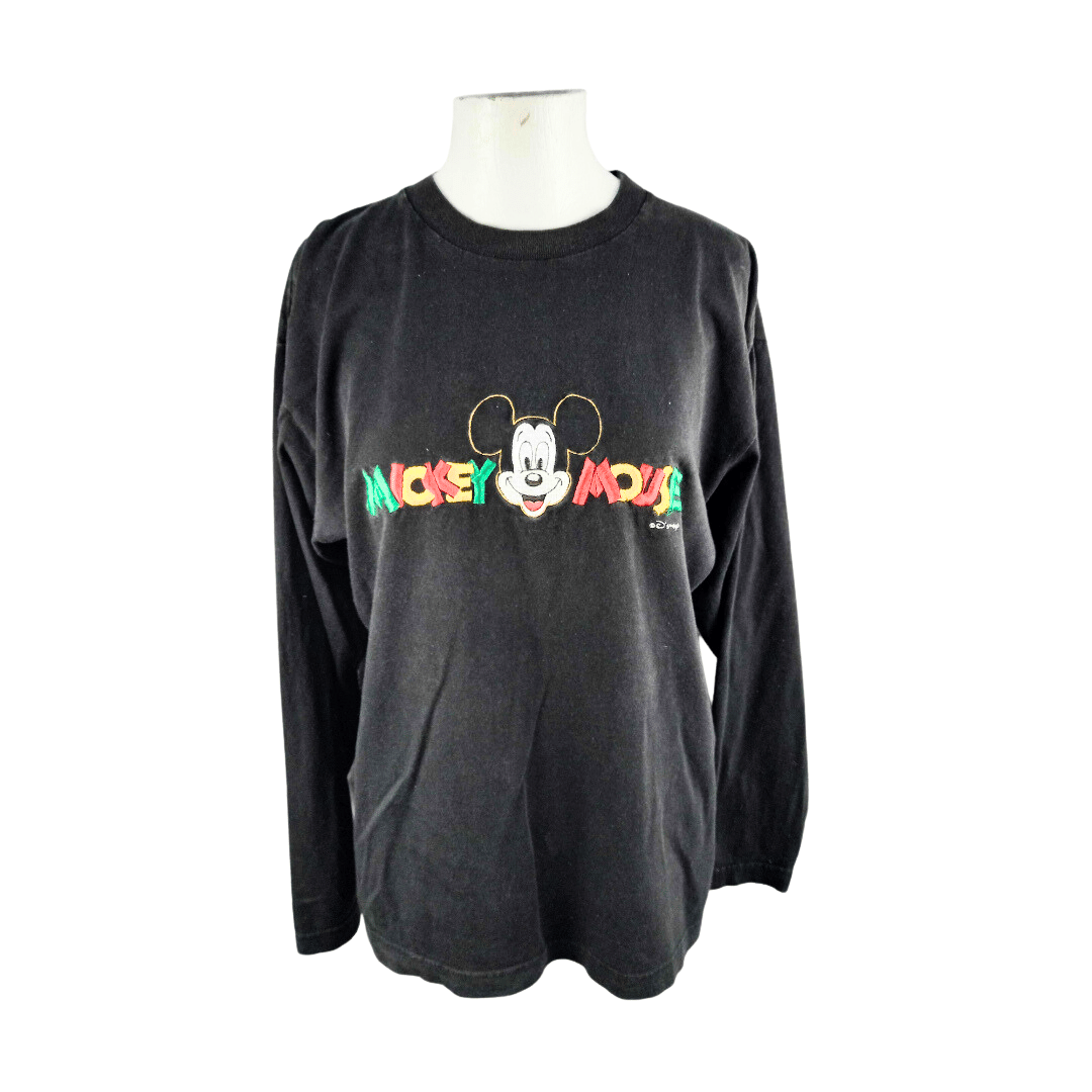 90s Mickey Mouse embroidered longsleeve top - M/L