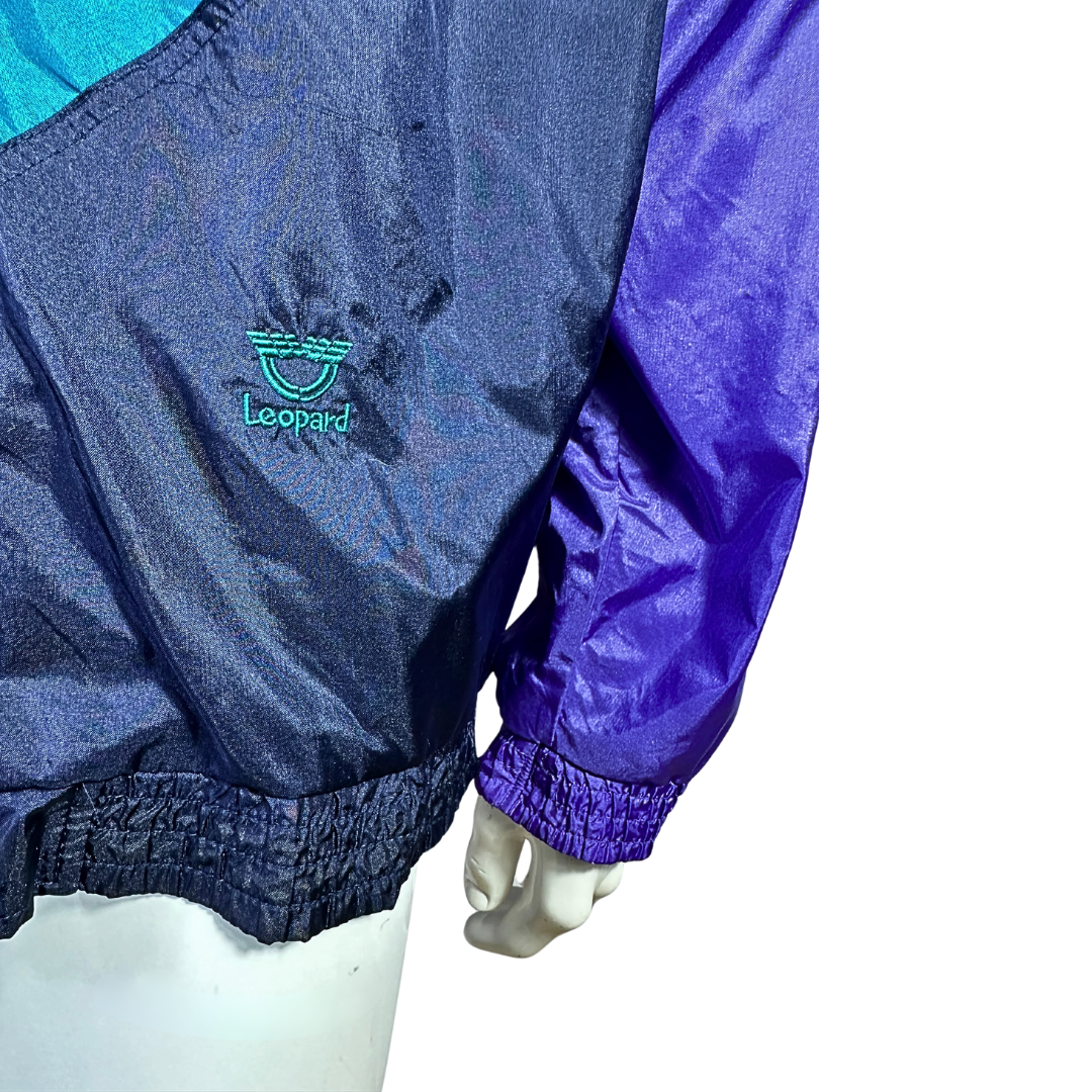 Retro colourblock windbreaker tracksuit jacket - XL