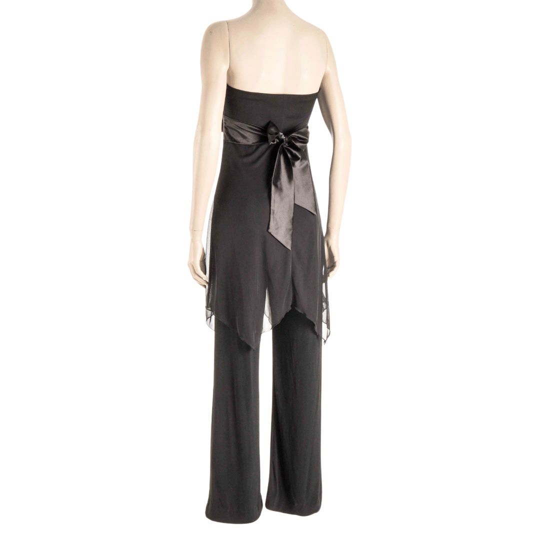 Y2k boob-tube jumpsuit with mesh overlay - M