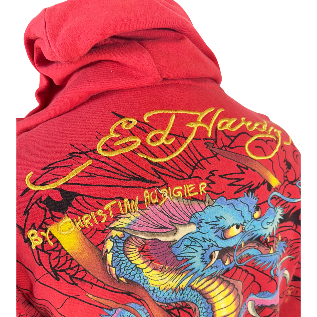 Ed Hardy by Christian Audigier dragon print hoodie - L/XL