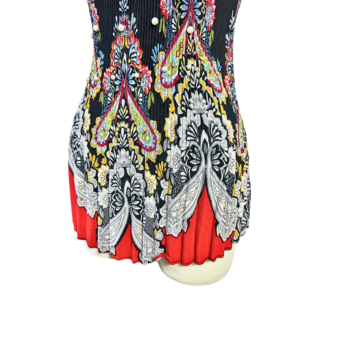 Printed plisse top - S