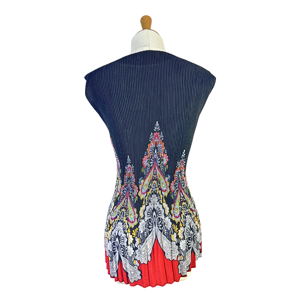 Printed plisse top - S