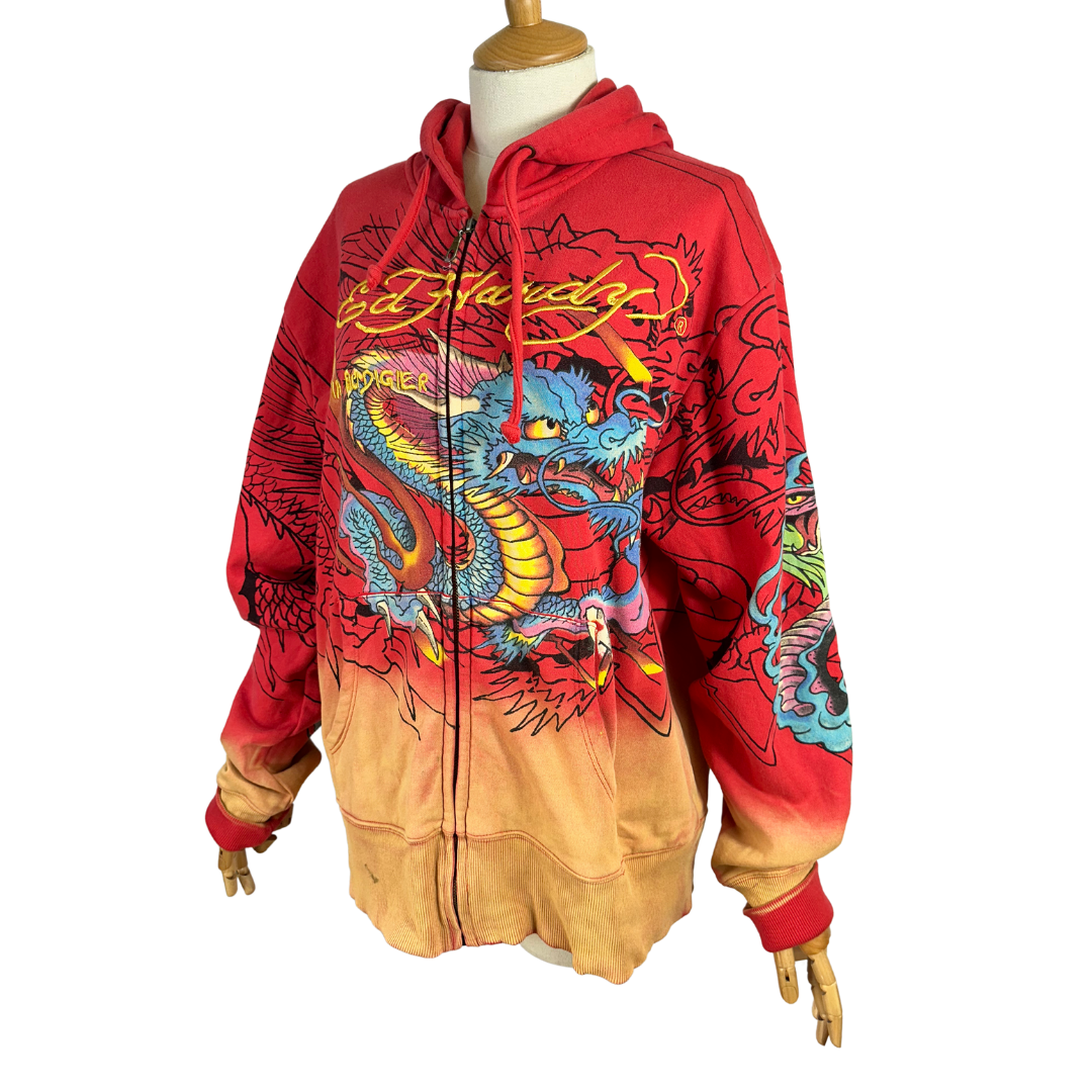 Ed Hardy by Christian Audigier dragon print hoodie - L/XL