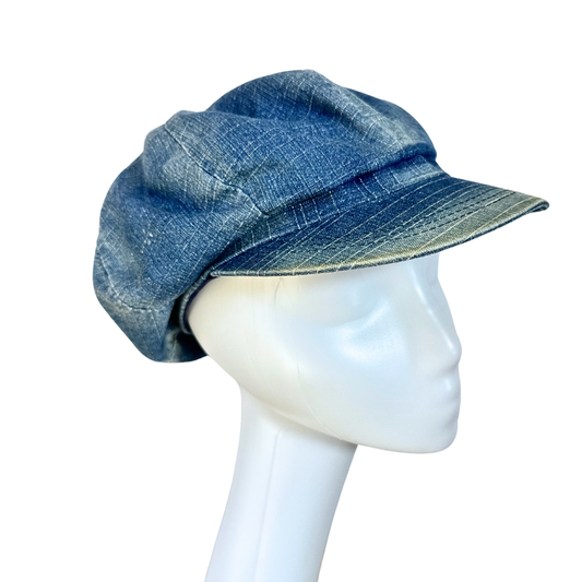 Blue Y2K denim bakerboy hat - OS