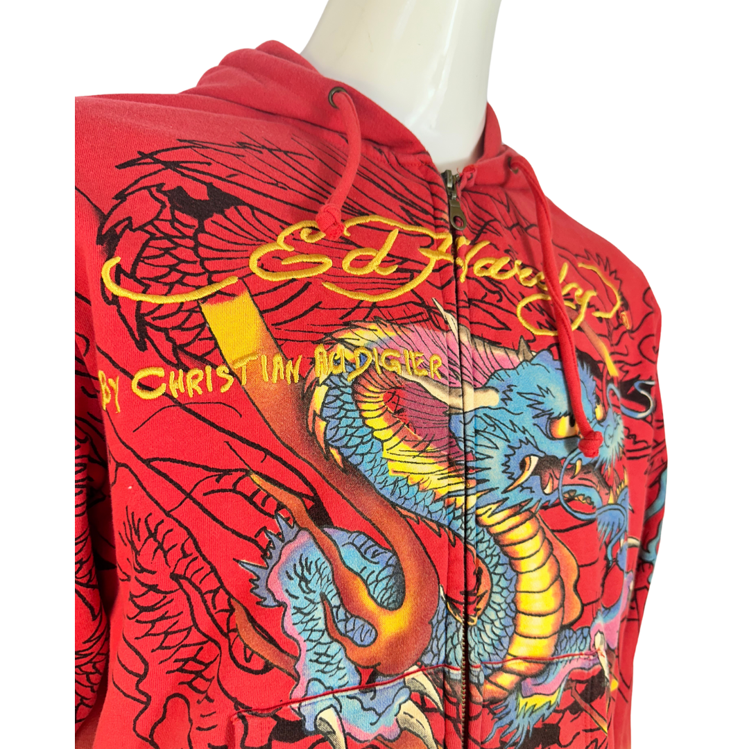 Ed Hardy by Christian Audigier dragon print hoodie - L/XL