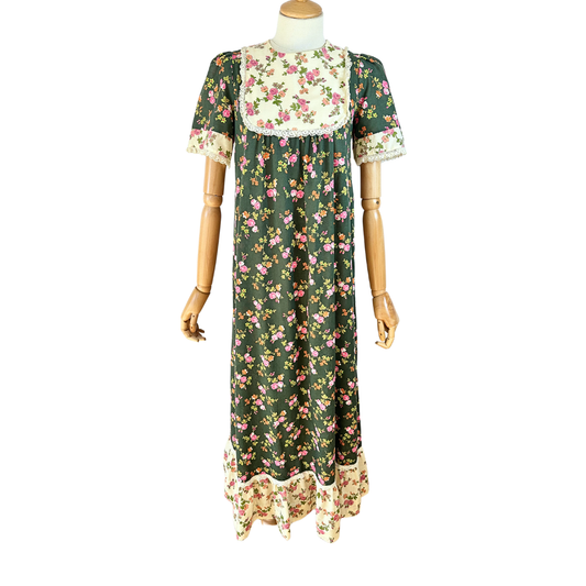 70s floral maxi dress - M