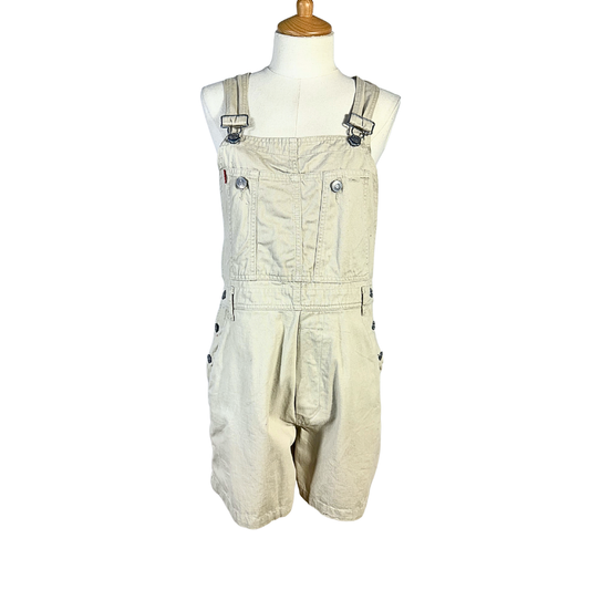Beige 90s dungaree shorts - M