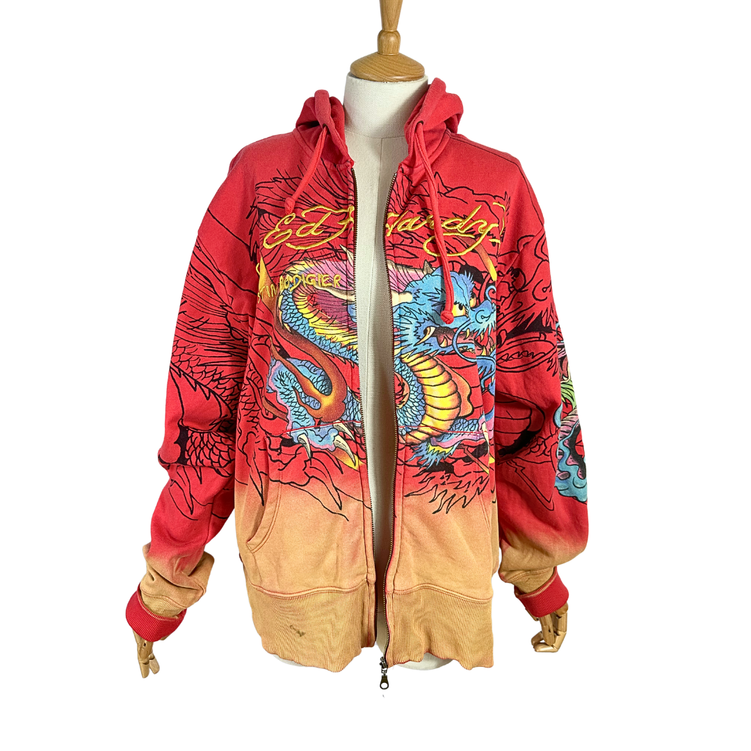 Ed Hardy by Christian Audigier dragon print hoodie - L/XL