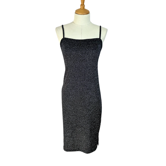 Black Y2K spaghetti strap glittery dress