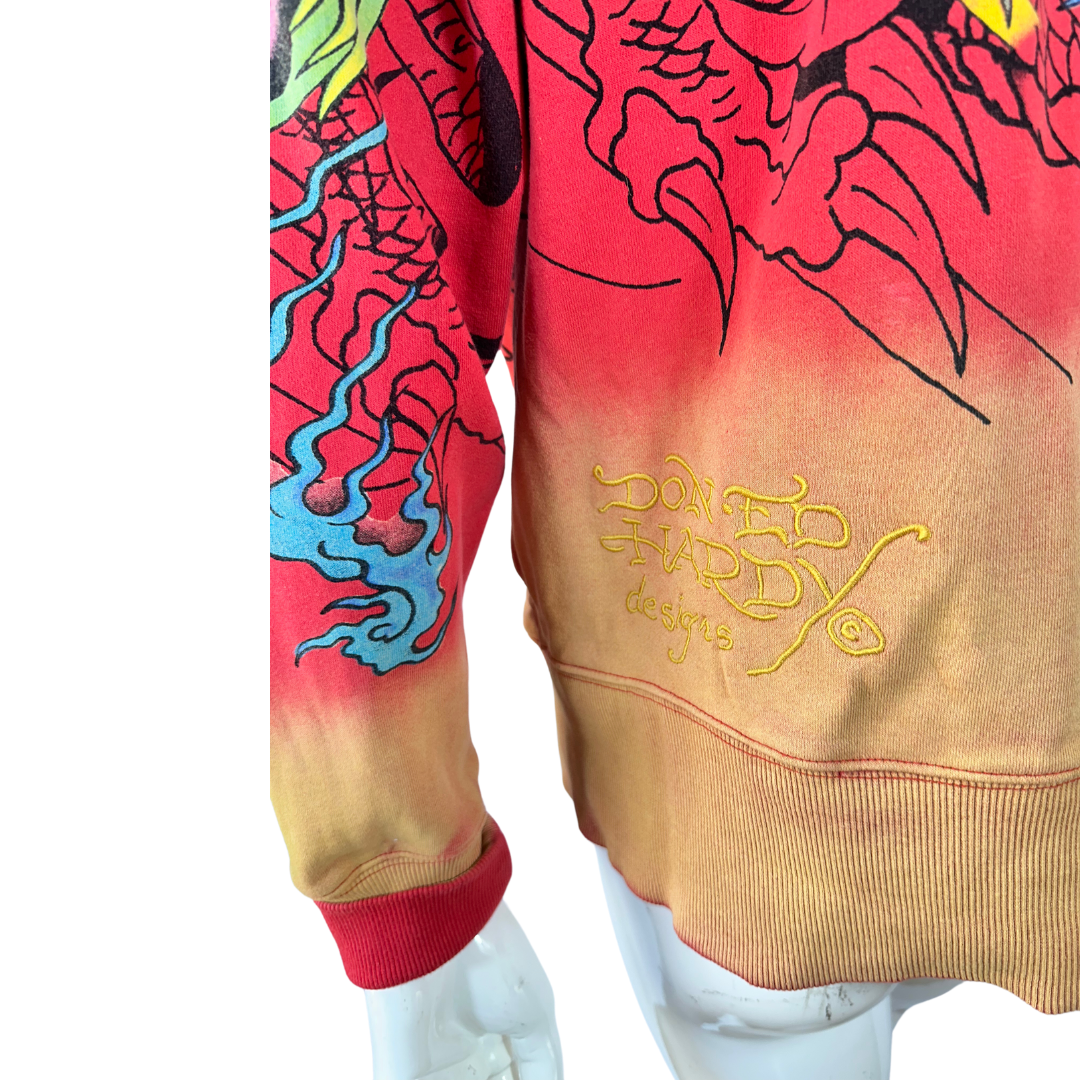 Ed Hardy by Christian Audigier dragon print hoodie - L/XL