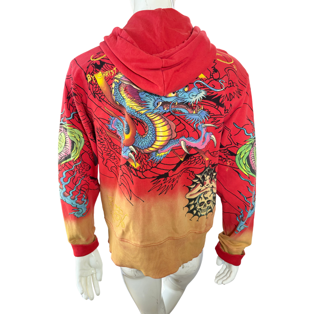 Ed Hardy by Christian Audigier dragon print hoodie - L/XL