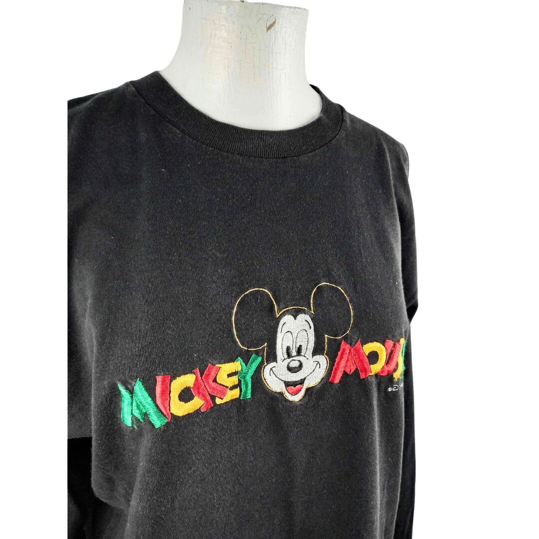 90s Mickey Mouse embroidered longsleeve top - M/L
