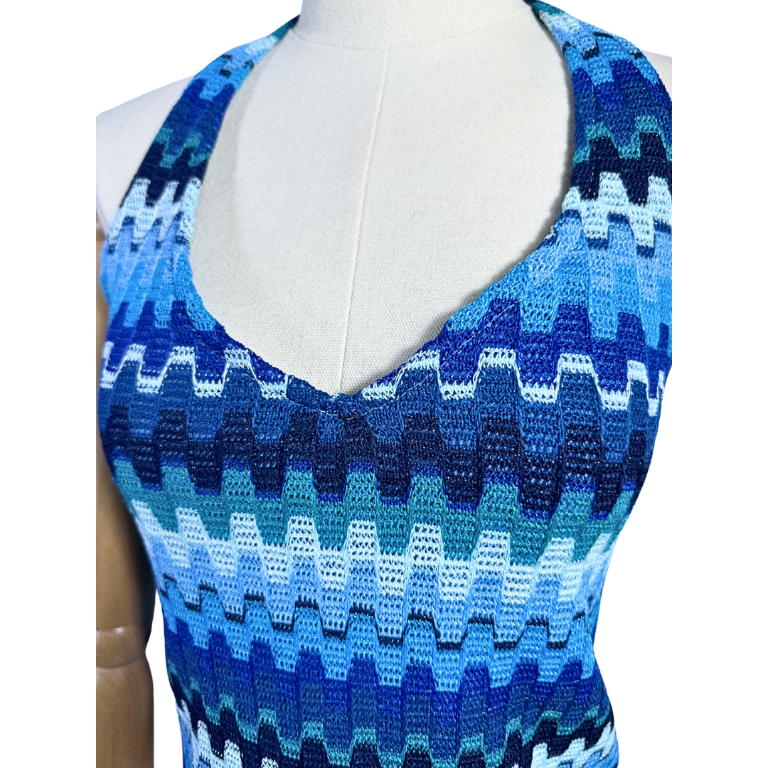 Retro crochet halter neck top - M