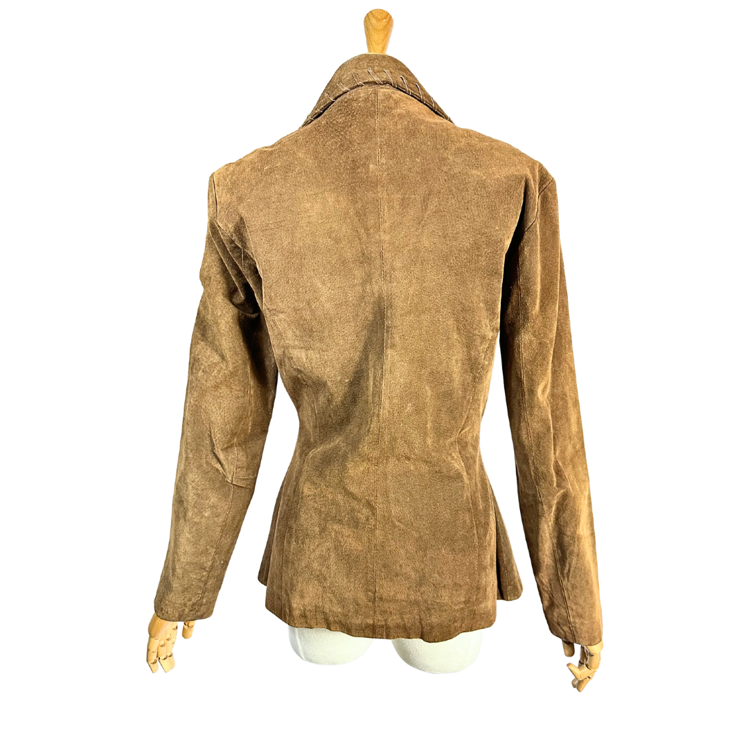 Brown Y2K suede leather jacket - S