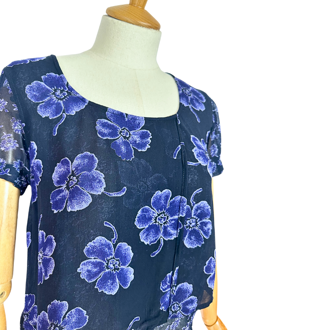 90s floral overlay cropped top - M