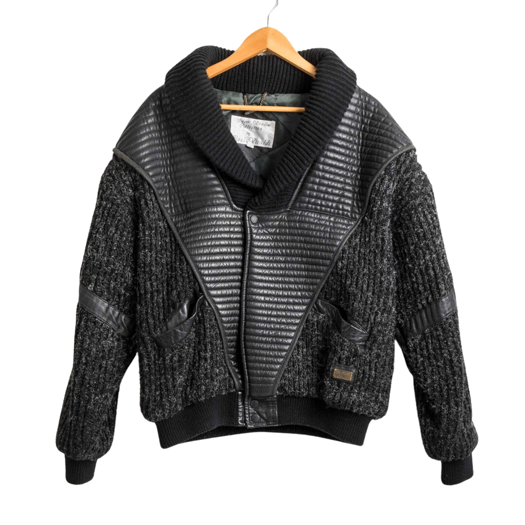 Paul Vivaldi knitted vintage grandpa jacket with leather patch - XL (Free Delivery)