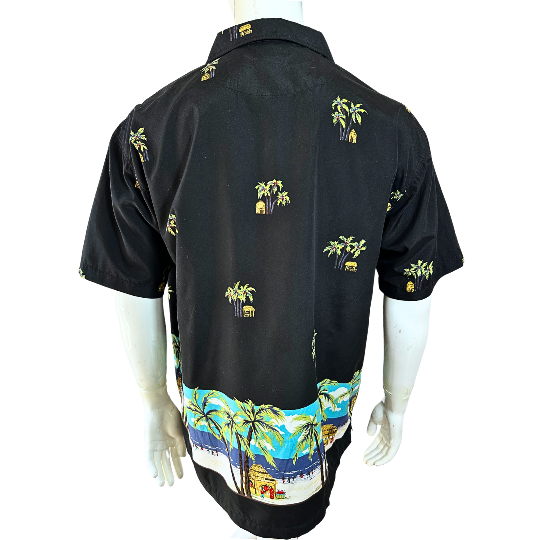 Black island print shirt - XL