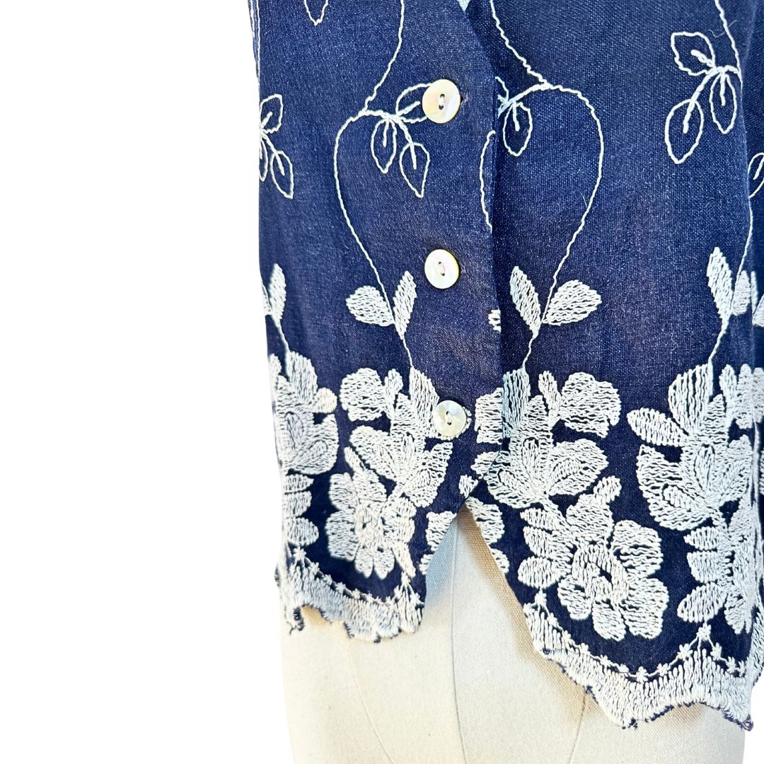 Boho floral embroidered waistcoat - M