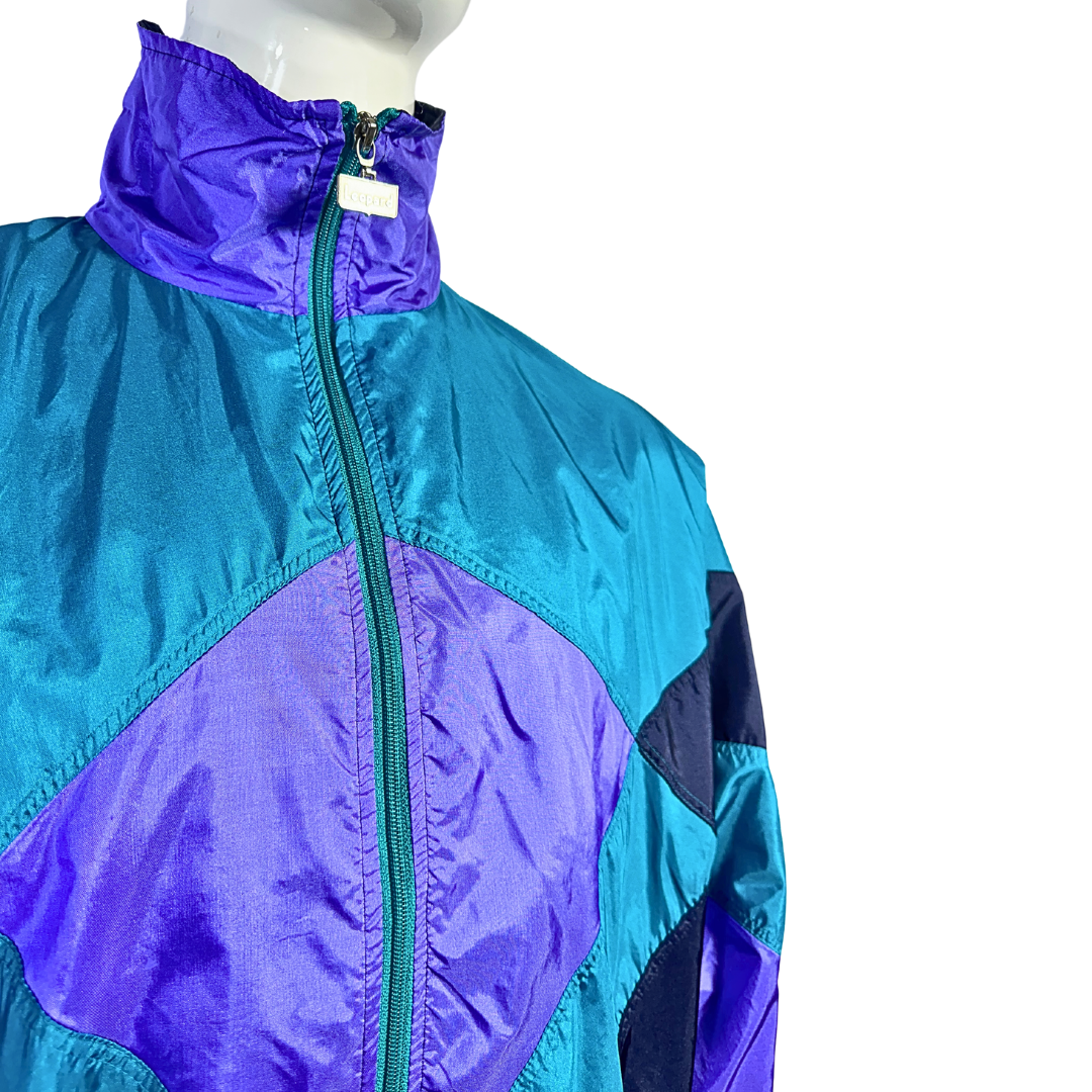 Retro colourblock windbreaker tracksuit jacket - XL