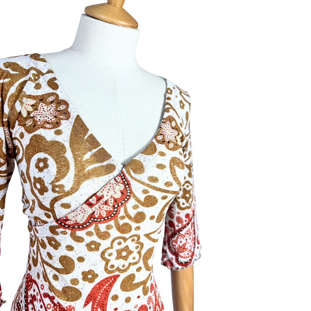 Y2K floral and paisley asymmetrical hem top - S