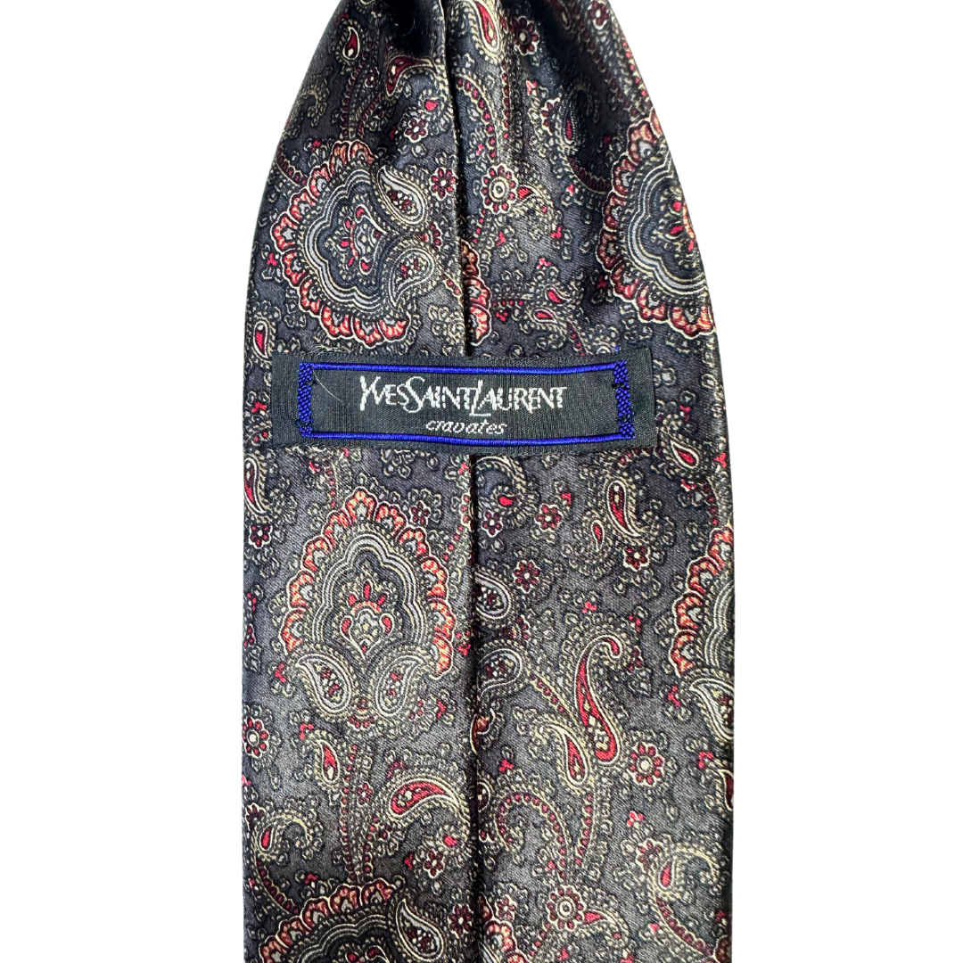 YSL paisley print silk necktie