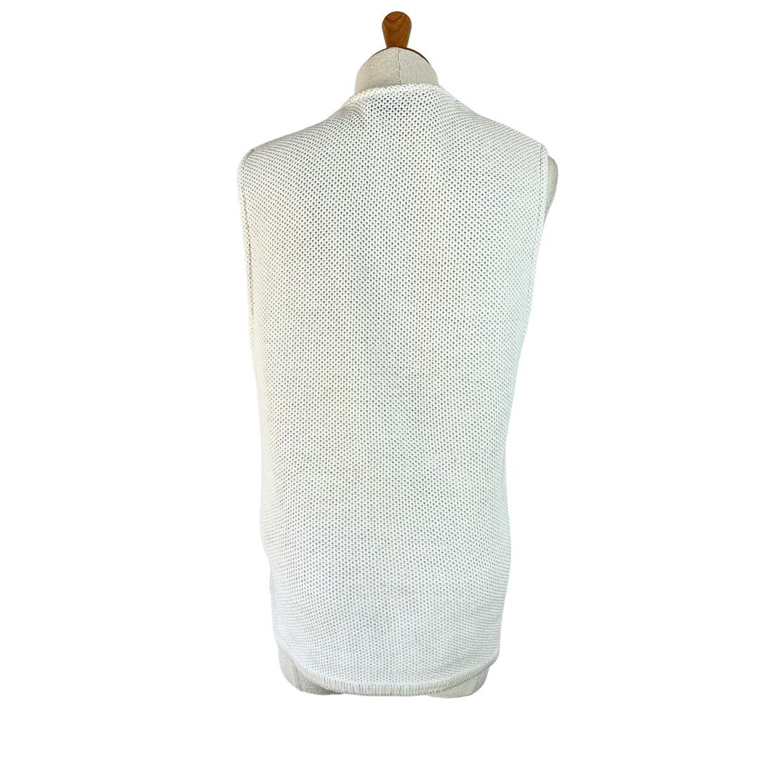 Cream waffle textured knit vest - S