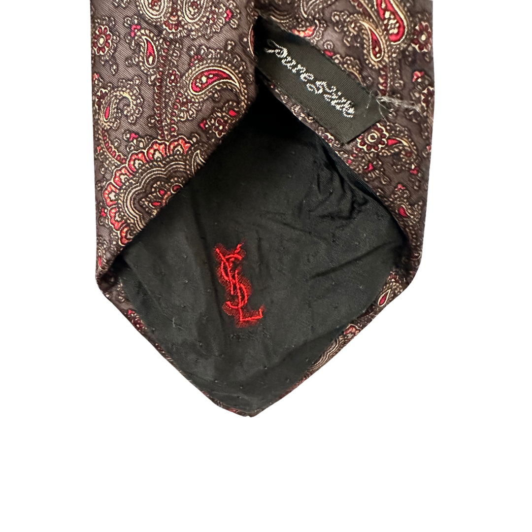 YSL paisley print silk necktie