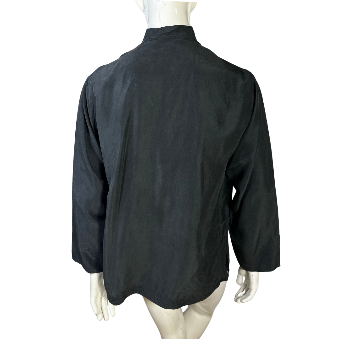 Black Mandarin collar shirt - M