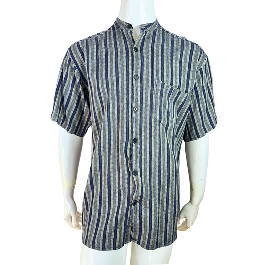 Striped Mandarin collar shirt - L