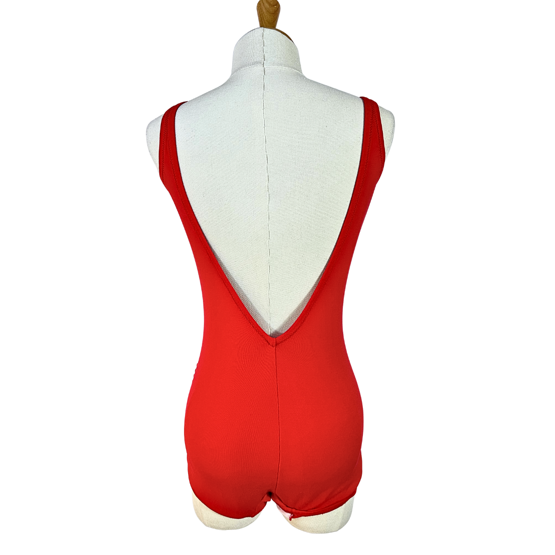 Red and white 70s vintage nautical swimsuit - S