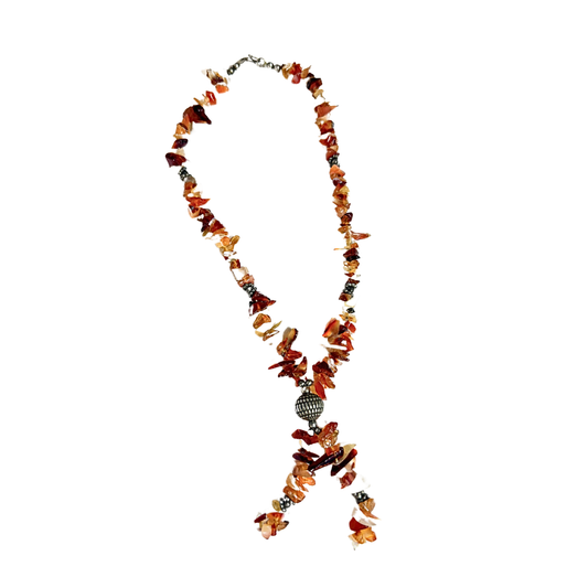 Brown carnelian chip lariat necklace