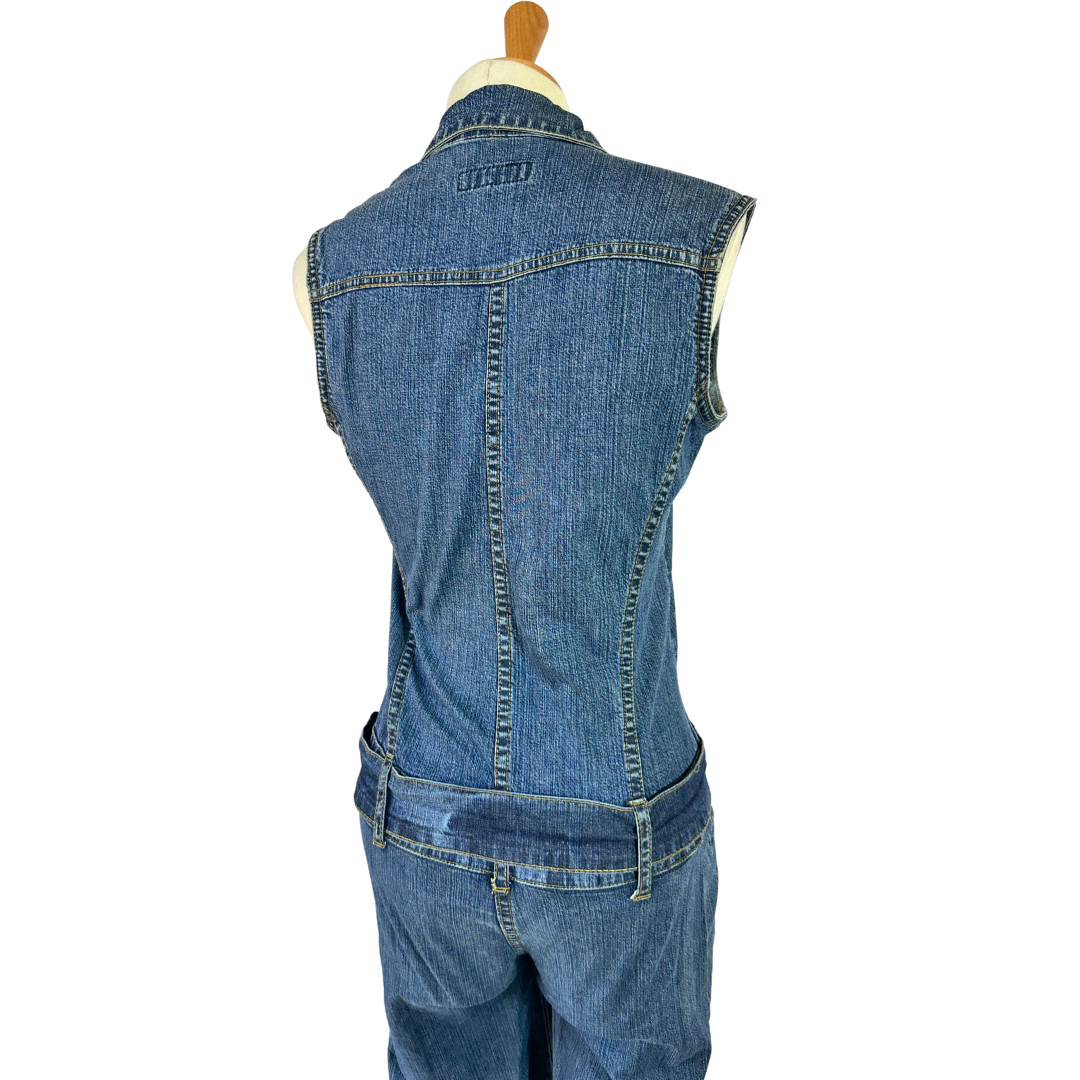 Y2K denim sleeveless jumpsuit - S