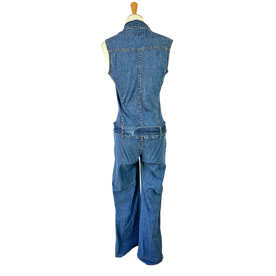 Y2K denim sleeveless jumpsuit - S