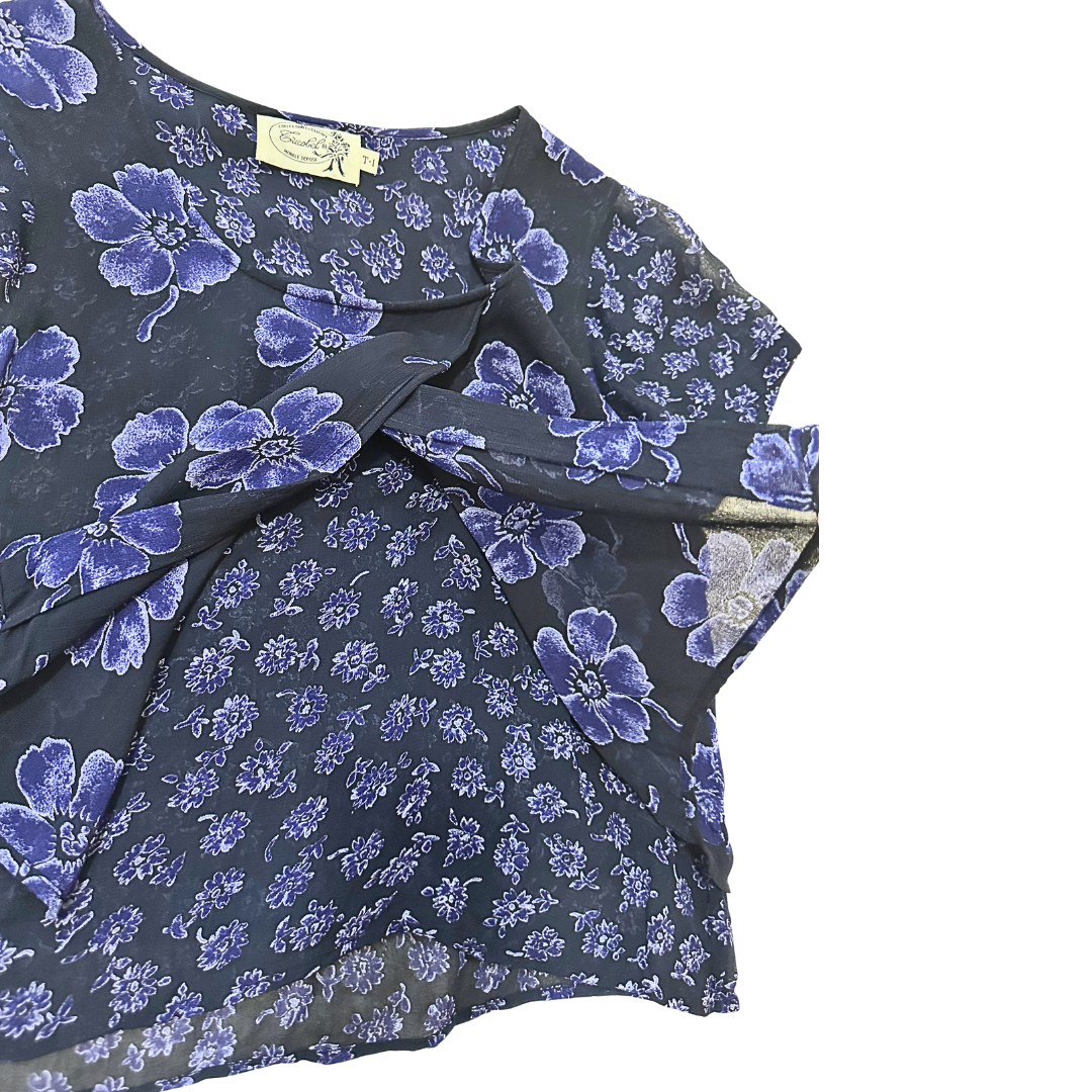 90s floral overlay cropped top - M